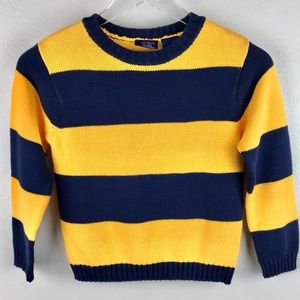Unisex Kid’s Navy and Yellow Striped Sweater